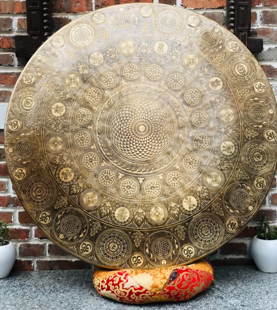 Flower of Life design large tam ta gongs 90 cm and 100 cm